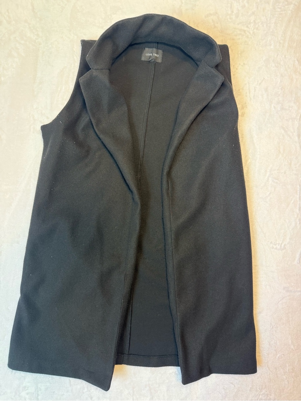 Love Tree Black Sleeveless Open-Front Vest Coat